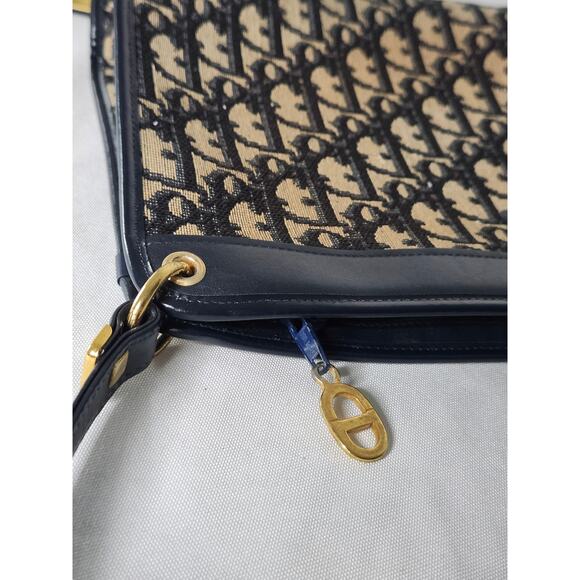 Christian Dior Trotter Canvas Shoulder Bag Navy Blue, Made in France - Picture 9 of 14